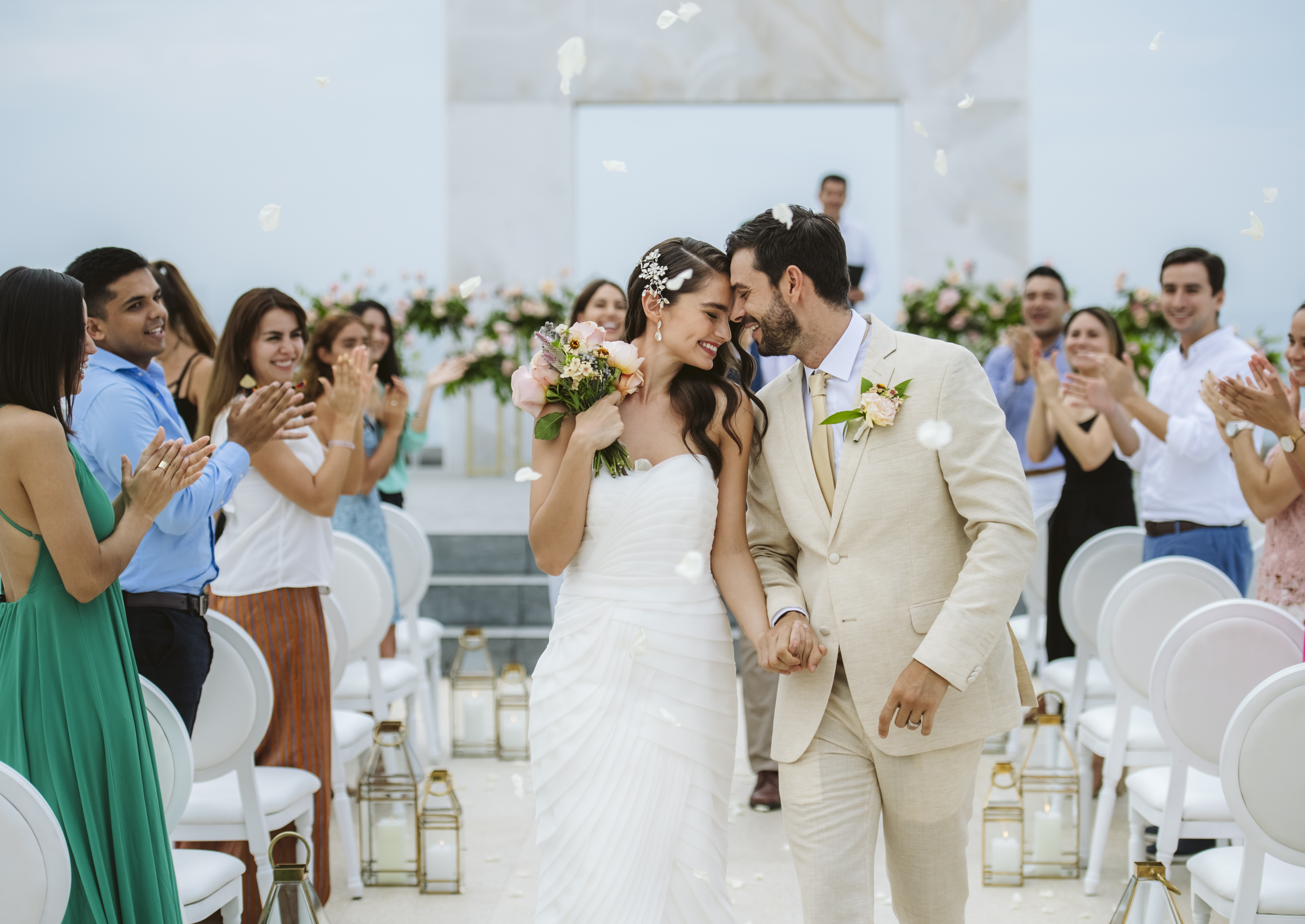 Destination wedding ceremony setup at a resort